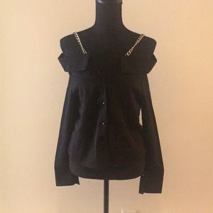 Black off-the-shoulder shirt